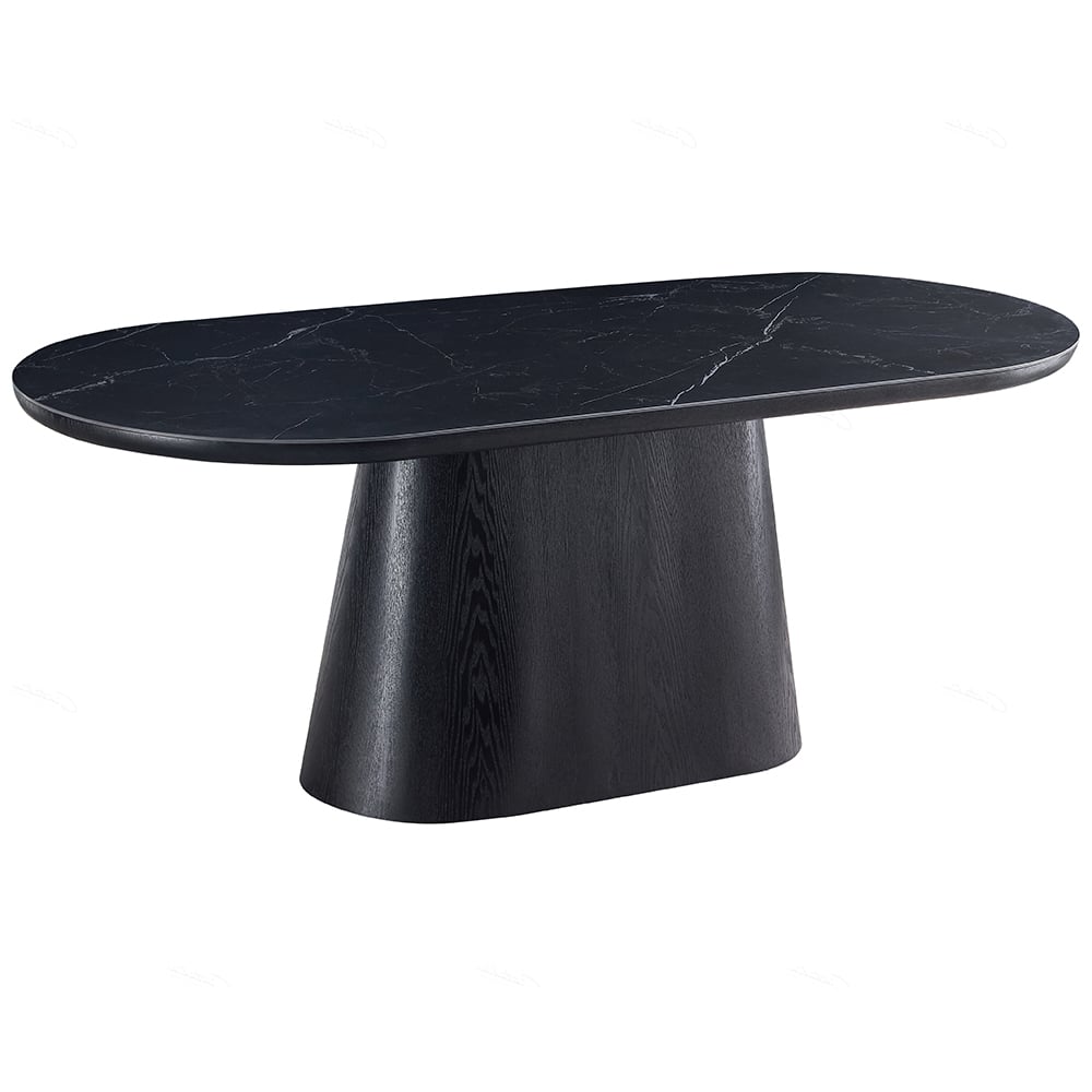 Bilbao Sintered Stone Oval Dining Table In Black