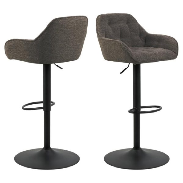 Bilbao Taupe Fabric Bar Stools With Black Base In Pair | Bed Sava