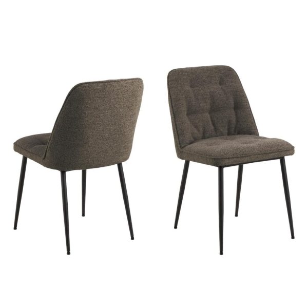 Bilbao Taupe Fabric Dining Chairs With Black Legs In Pair | Bed Sava
