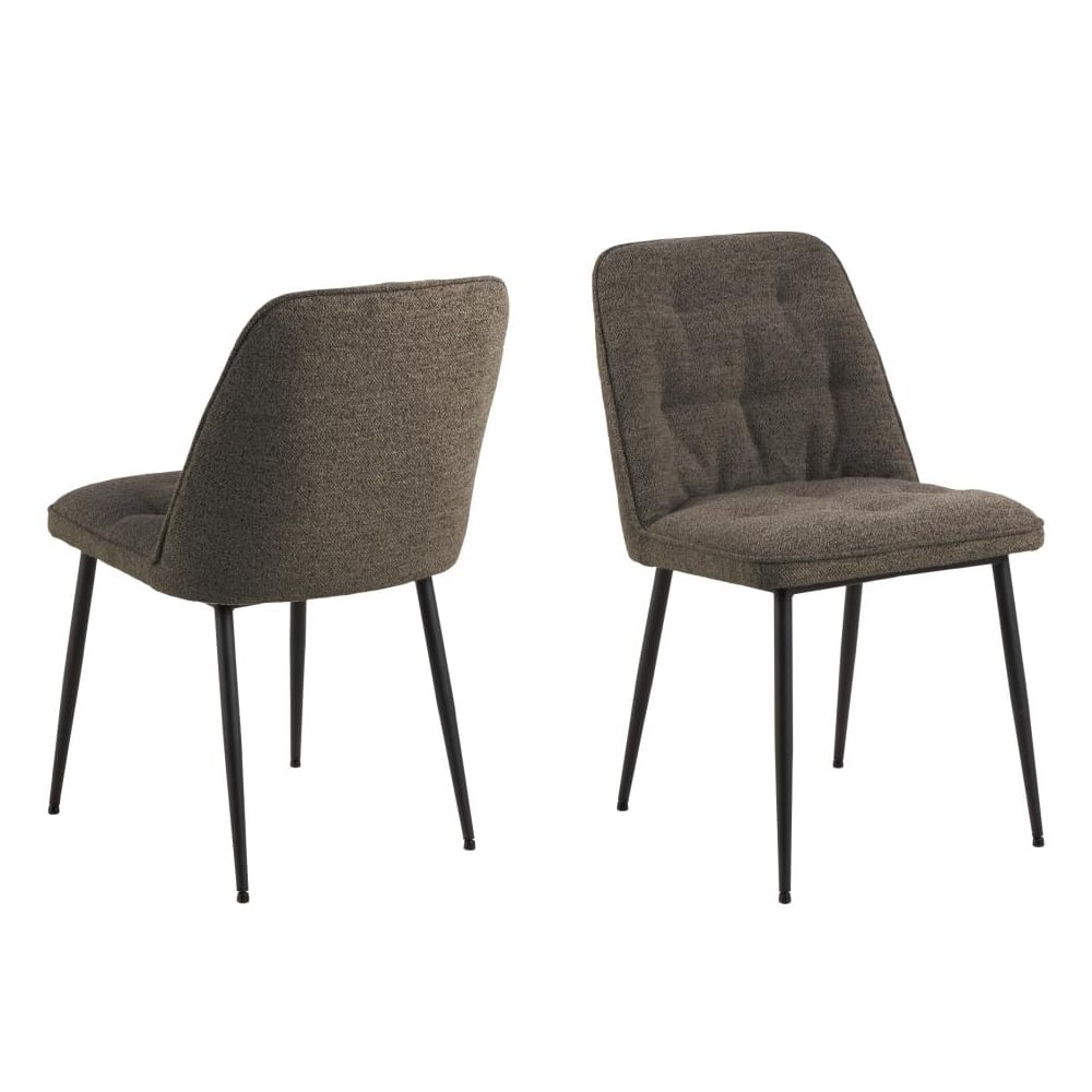 Bilbao Taupe Fabric Dining Chairs With Black Legs In Pair