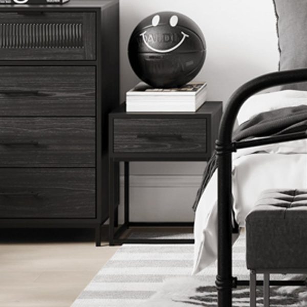 Billingham Wooden Bedside Cabinet With 1 Drawer In Matt Black | Bed Sava