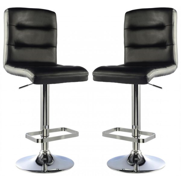 Billings Black PU Leather Bar Chairs In Pair | Bed Sava