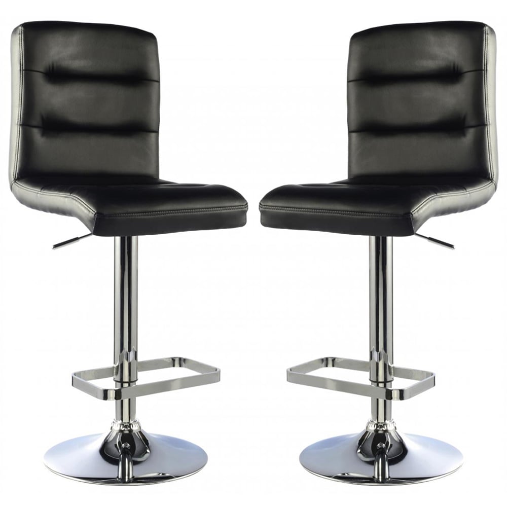 Billings Black PU Leather Bar Chairs In Pair
