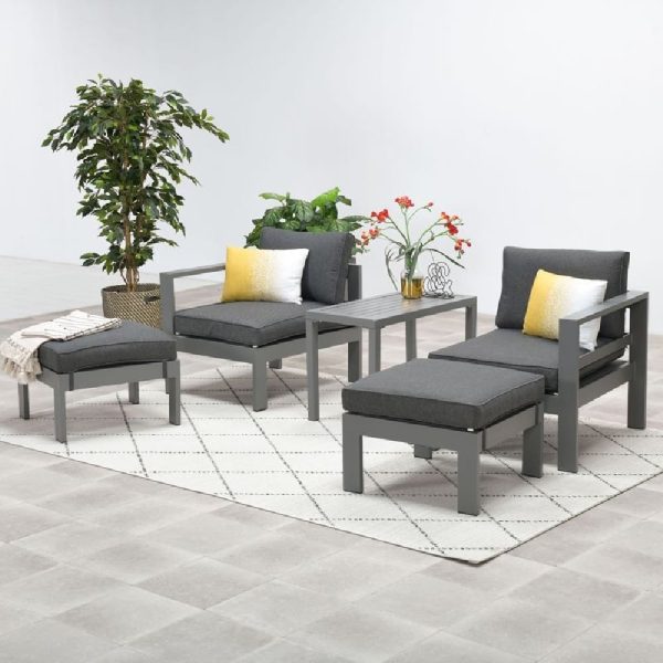 Billson Aluminium Garden 5 Piece Lounge Set In Artic Grey | Bed Sava
