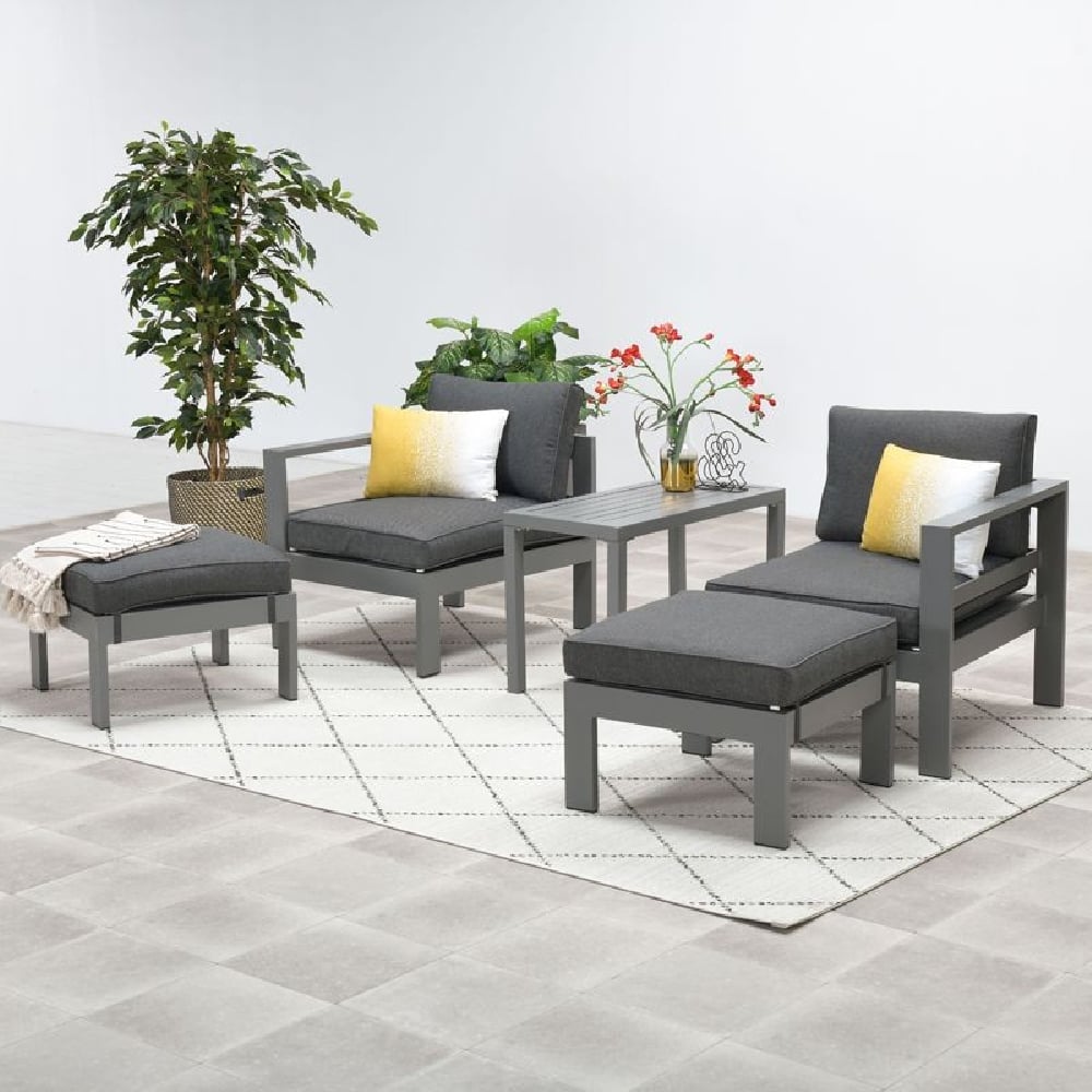 Billson Aluminium Garden 5 Piece Lounge Set In Artic Grey
