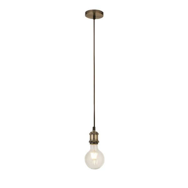 Biloxi 1 Light Cable Suspension Pendant Light In Antique Brass | Bed Sava