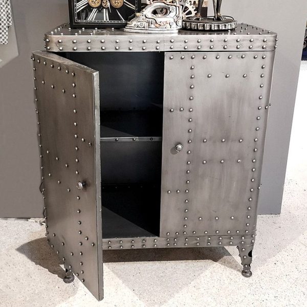 Binghamton Metal Storage Cabinet In Silver | Bed Sava