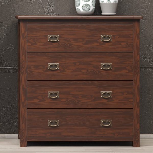 Birtley Wooden Chest Of 4 Drawers In Dark Brown | Bed Sava