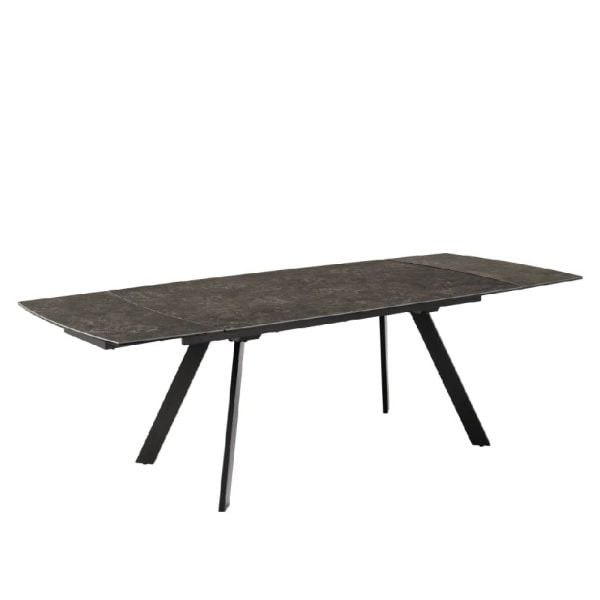 Bishop Ceramic Extending Dining Table With Metal Leg In Black | Bed Sava