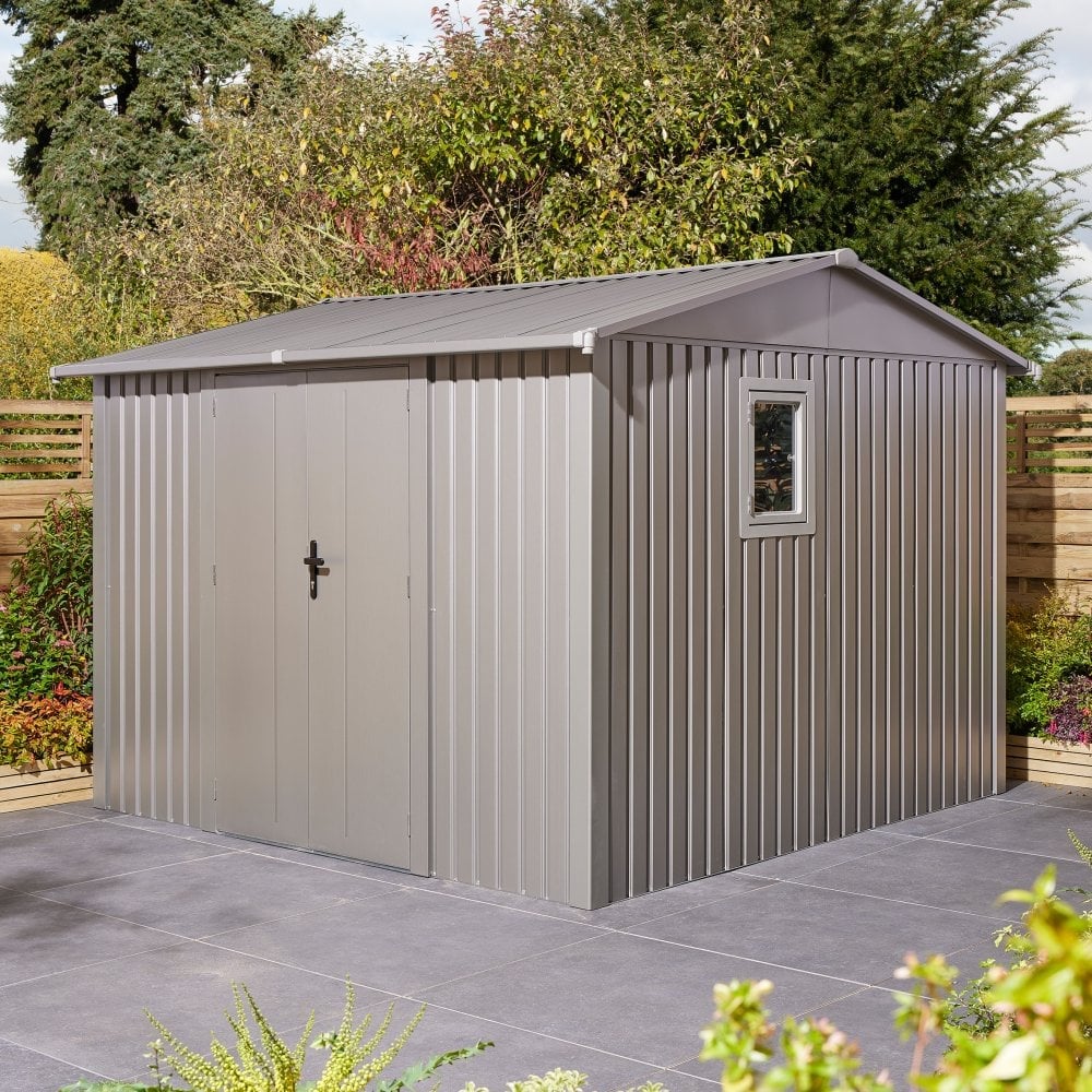 Bismarck Plastic Garden Shed With Foundation Kit In Grey 10×10 | Bed Sava