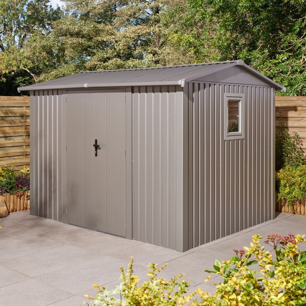 Bismarck Plastic Garden Shed With Foundation Kit In Grey 10×8 | Bed Sava
