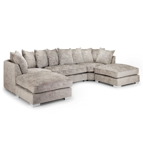 Bismarck Velvet Scatterback U Shaped Corner Sofa In Truffle | Bed Sava