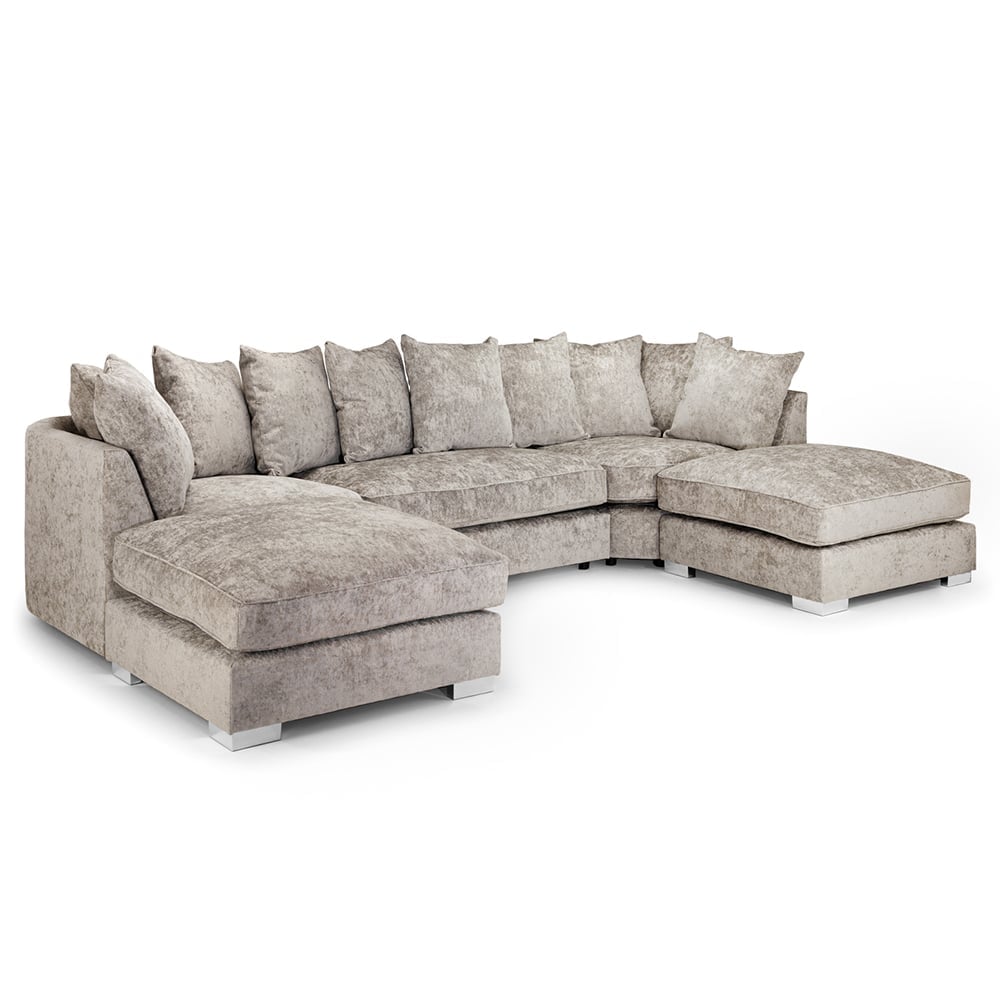 Bismarck Velvet Scatterback U Shaped Corner Sofa In Truffle | Bed Sava