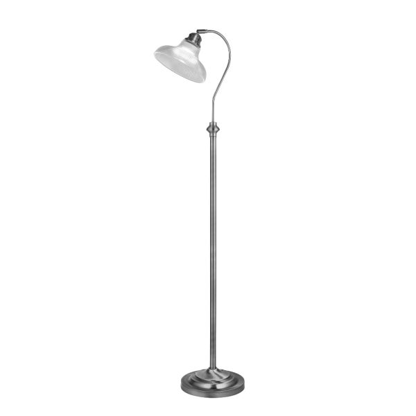 Bistro Glass Holphane Style Floor Lamp In Satin Silver | Bed Sava