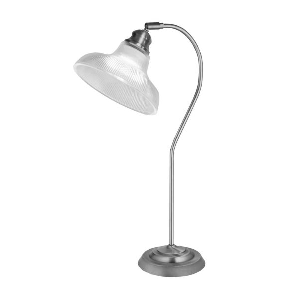 Bistro Glass Holphane Style Table Lamp In Satin Silver | Bed Sava