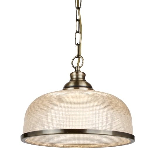 Bistro II Pendant Light In Antique Brass And Halophane Glass | Bed Sava
