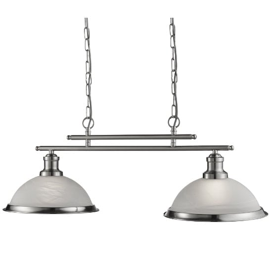 Bistro 2 Light Ceiling Bar In Satin Silver | Bed Sava