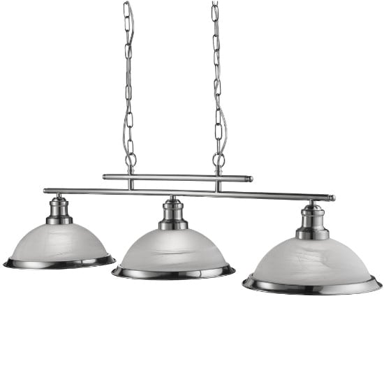 Bistro 3 Light Ceiling Bar In Satin Silver | Bed Sava
