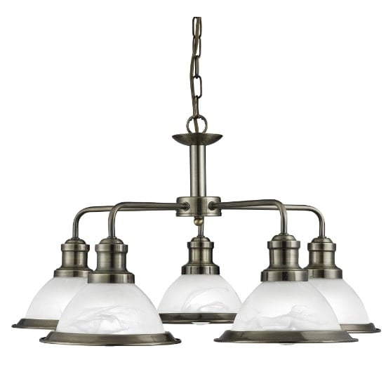 Bistro 5 Light Ceiling Light In Antique Brass | Bed Sava