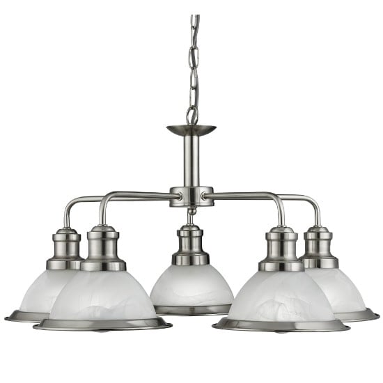 Bistro 5 Light Ceiling Light In Satin Silver | Bed Sava