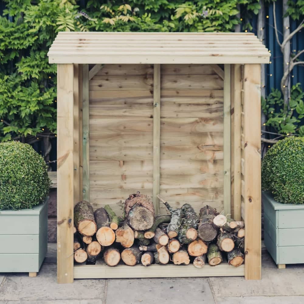 Blackfriars Square Wooden Garden Log Store In Natural | Bed Sava