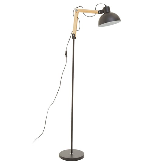 Blairon Black Metal Floor Lamp With Adjustable Wooden Arm | Bed Sava