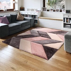 Blazon Polyester 160x225cm 3D Carved Rug In Blush | Bed Sava