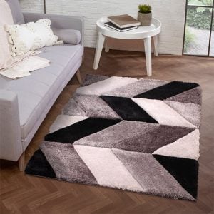 Blazon Polyester 160x225cm 3D Carved Rug In Grey | Bed Sava
