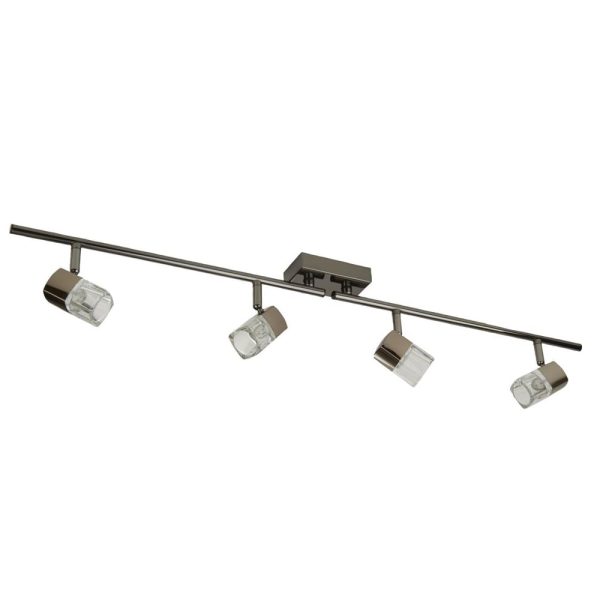 Blocs 4 Light Clear Glass Bar Spotlight In Chrome | Bed Sava