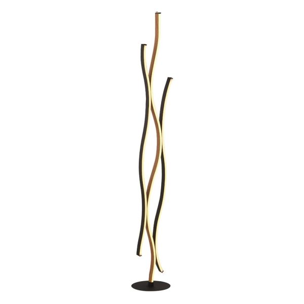 Bloom LED Wood Effect Floor Lamp In Black | Bed Sava