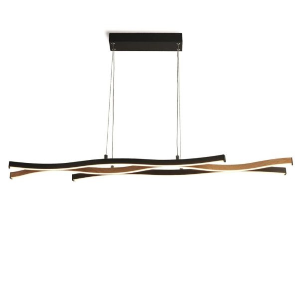 Bloom LED Wood Effect Pendant Light In Black | Bed Sava