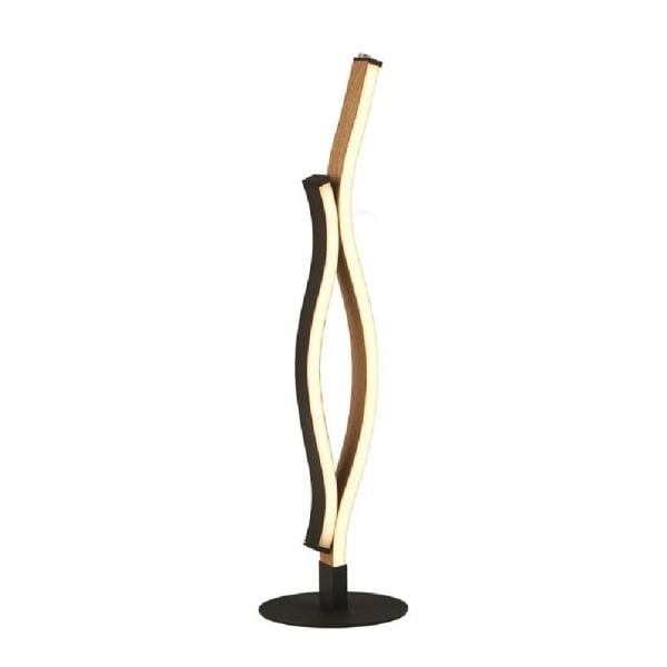 Bloom LED Wood Effect Table Lamp In Black | Bed Sava