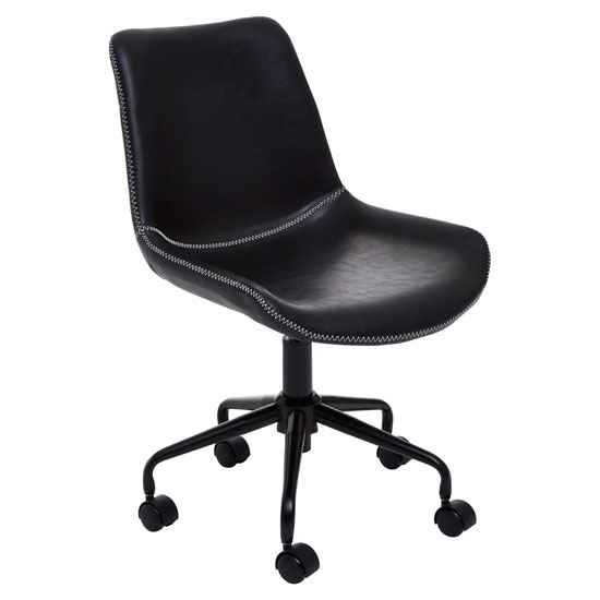 Bloomsburg Leather Home And Office Chair In Black | Bed Sava