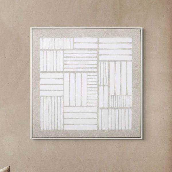 Bluffton Canvas Between Lines Wall Art In White Oak Frame | Bed Sava