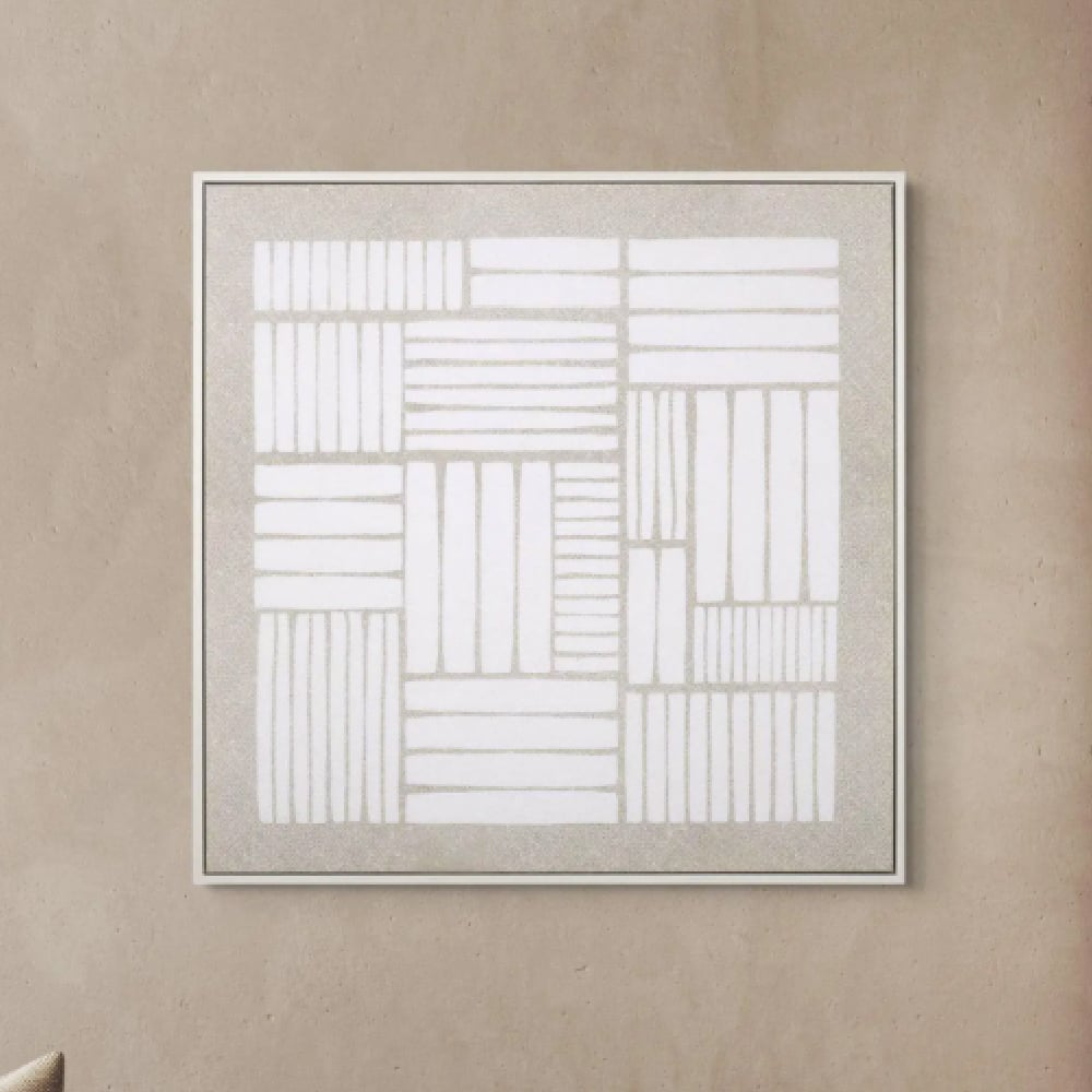 Bluffton Canvas Between Lines Wall Art In White Oak Frame | Bed Sava