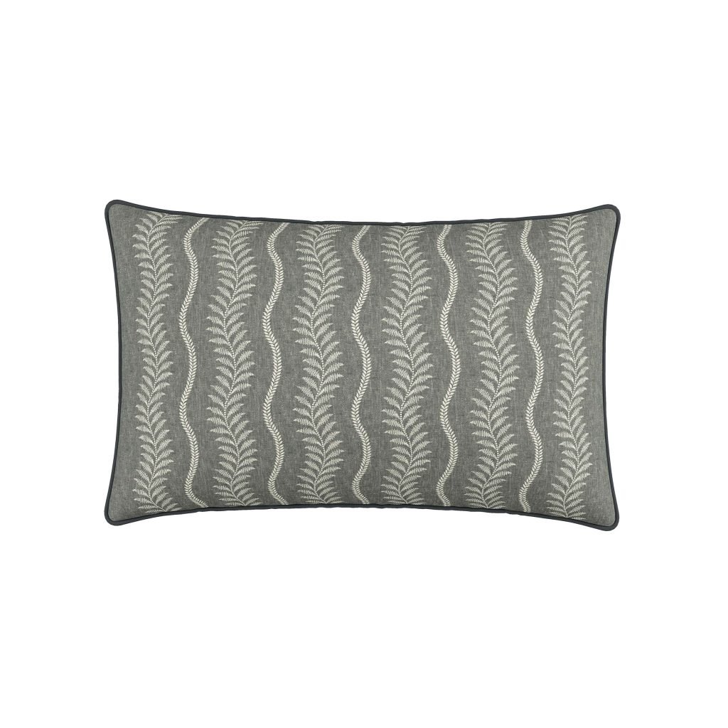Bedeck of Belfast Ariane Cushion 70cm x 40cm, Charcoal & Linen