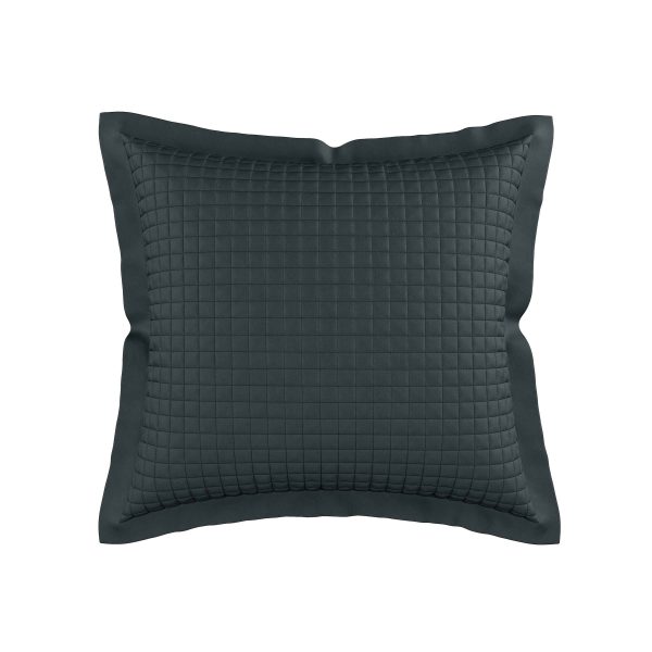 Bedeck of Belfast Ariane Square Oxford Pillowcase Charcoal  Linen | Bed Sava