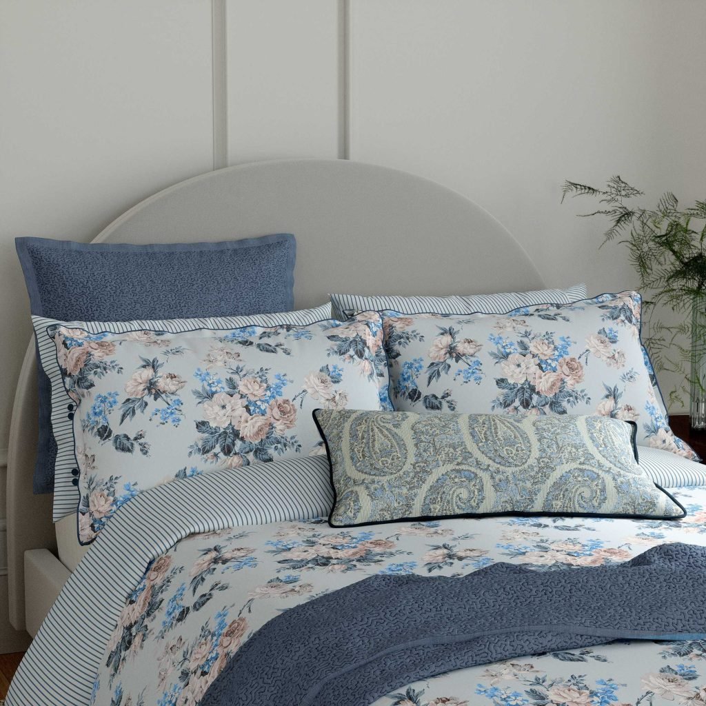 Bedeck of Belfast Delphine Kingsize Duvet Cover Set, Chambray Blue