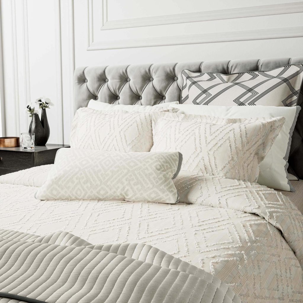 Bedeck of Belfast Emani Clipped Weave Super Kingsize Duvet Cover, Chalk