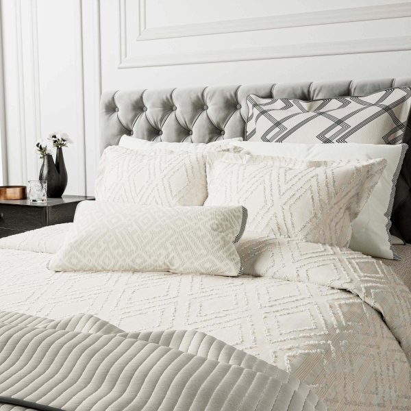 Bedeck of Belfast Emani Clipped Weave Kingsize Duvet Cover Chalk | Bed Sava