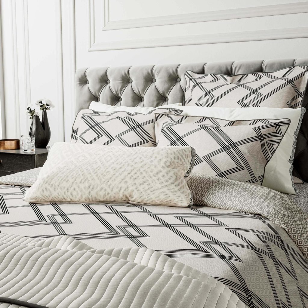 Bedeck of Belfast Emani Kingsize Duvet Cover, Chalk/Charcoal