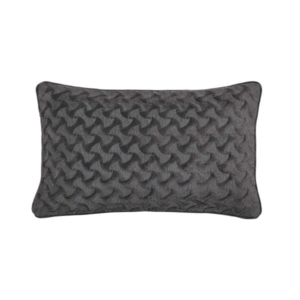Bedeck of Belfast Fine Linens Mansa Cushion 40cm x 60cm Charcoal | Bed Sava