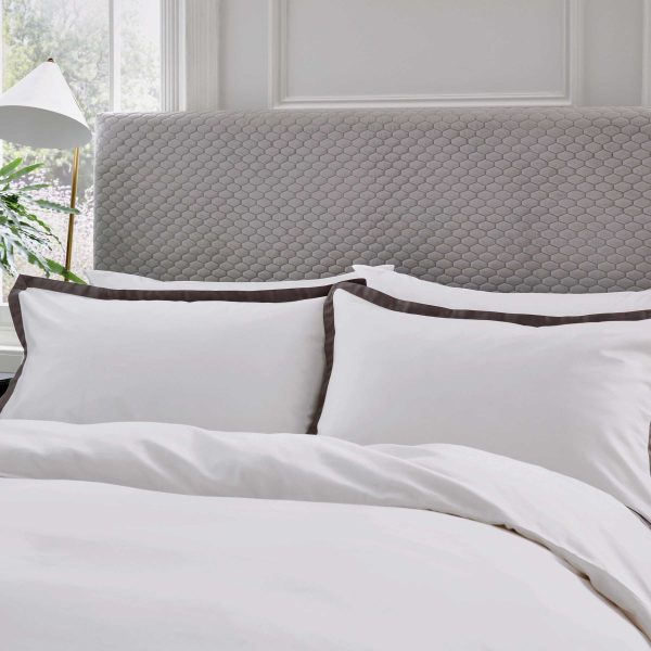 Bedeck of Belfast Fine Linens Olenna Super Kingsize Duvet Cover Set CharcoalWhite | Bed Sava