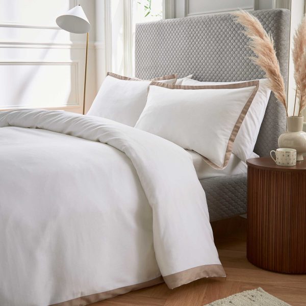Bedeck of Belfast Fine Linens Olenna Super Kingsize Duvet Cover Set TruffleChalk | Bed Sava