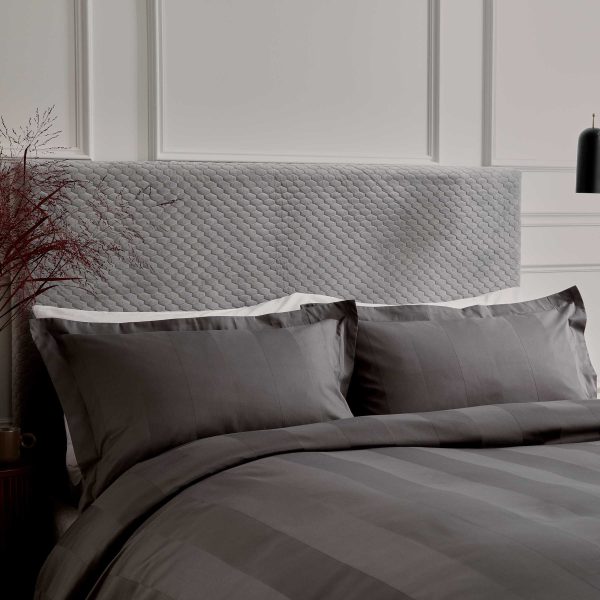 Bedeck of Belfast Fine Linens Serra Super Kingsize Duvet Cover Set Charcoal | Bed Sava