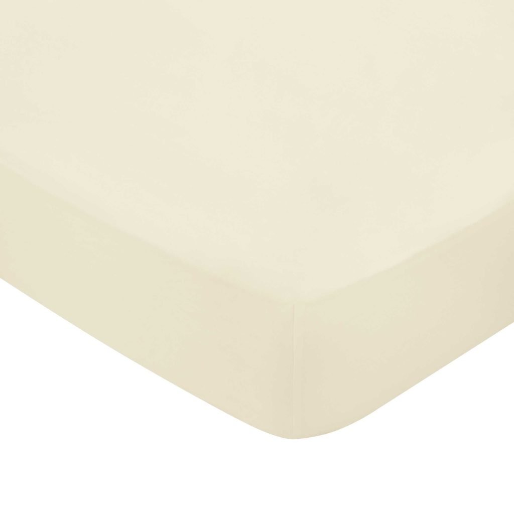 Bedeck of Belfast Fine Linens 400 Thread Count Sateen Plain Dye Super Kingsize Fitted Sheet, Chalk