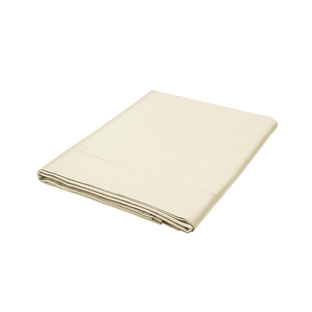 Bedeck of Belfast Fine Linens 400 Thread Count Sateen Plain Dye Single Flat Sheet, Chalk