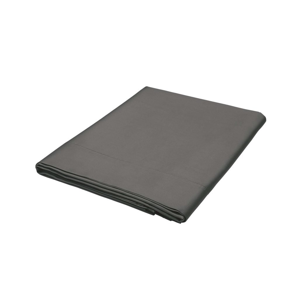 Bedeck of Belfast Fine Linens 400 Thread Count Sateen Plain Dye Single Flat Sheet, Charcoal
