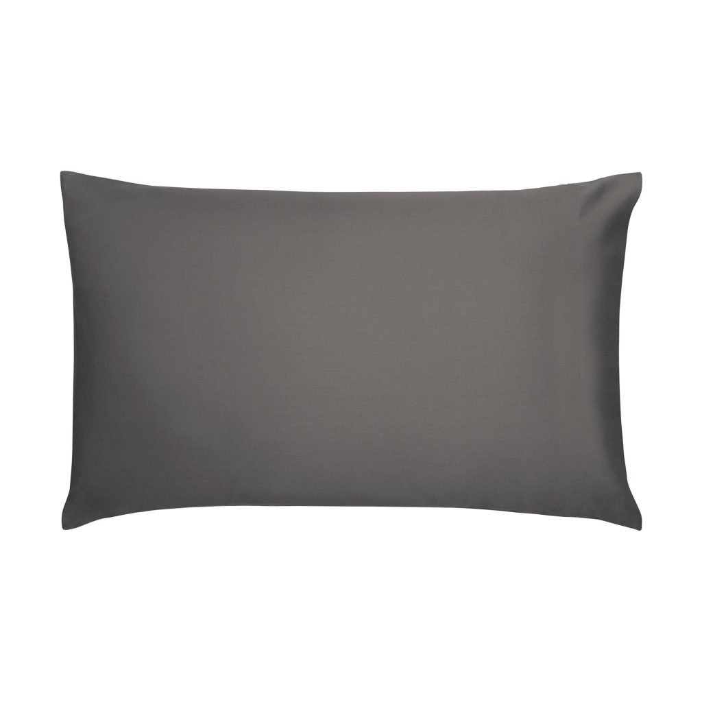 Bedeck of Belfast Fine Linens 400 Thread Count Sateen Plain Dye Pair of Standard Pillowcases, Charcoal