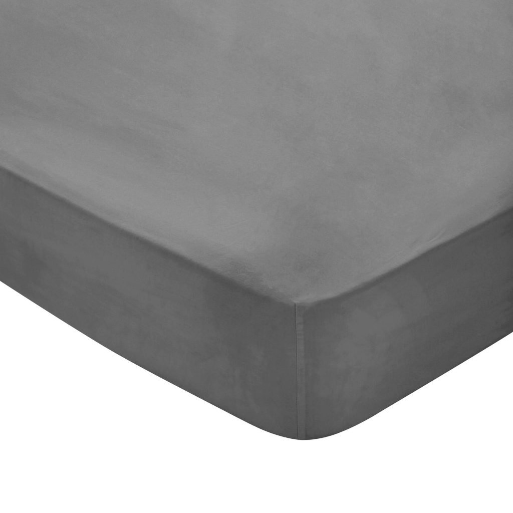 Bedeck of Belfast Fine Linens 300 Thread Count Egyptian Cotton Super Kingsize Fitted Sheet, Charcoal